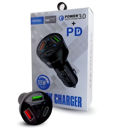 Cep Telefonu Araç Şarj Soketi 55W Quick Şarj Usb+Type-C