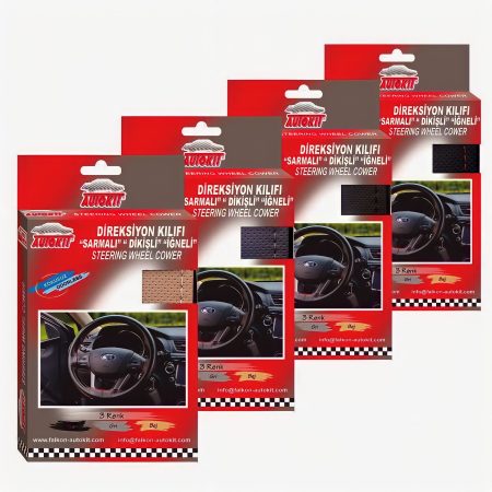 AUTOKIT DİREKSİYON KILIFI SARMALI, DİKİŞLİ, İĞNELİ KUTUSU (SİYAH, BEJ VE GRİ)
